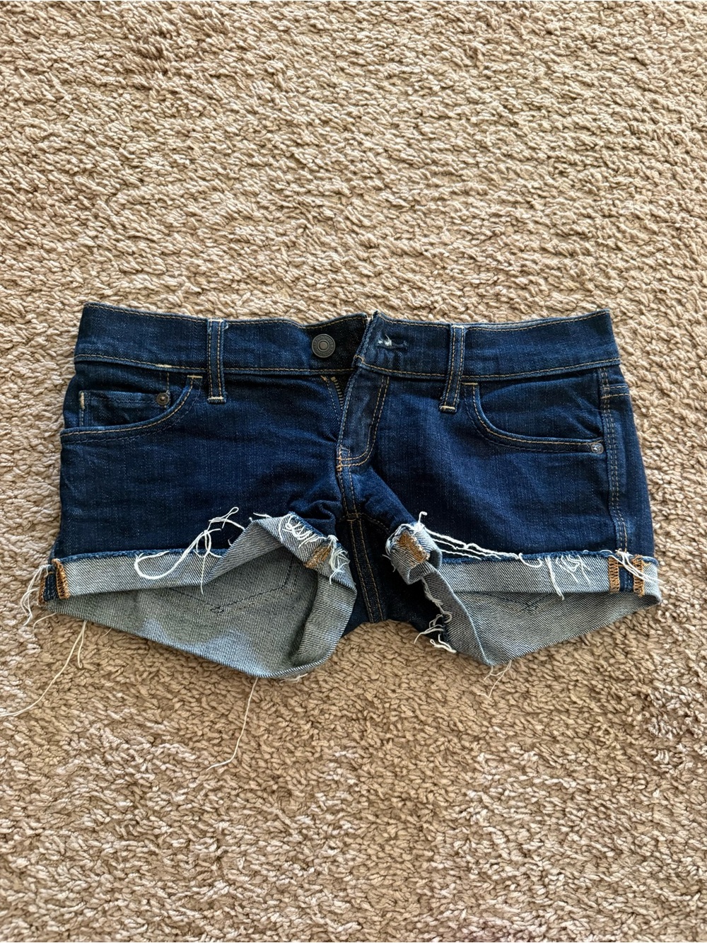 Abercrombie & Fitch Dark Blue Denim Jean Cutoff Short Shorts